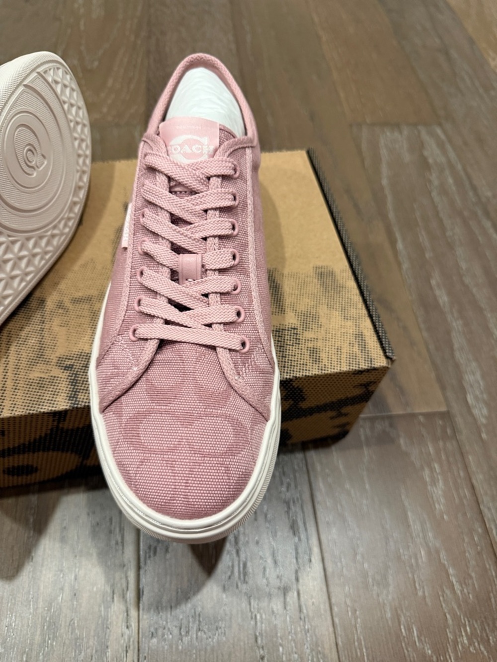 Coach Women's Pink Canvas Signature Sneakers - Picture 4 of 8